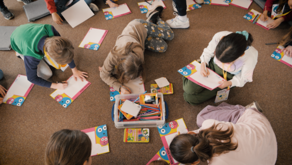 Children sitting on the floor