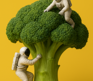 Broccoli wirh 2 astronauts