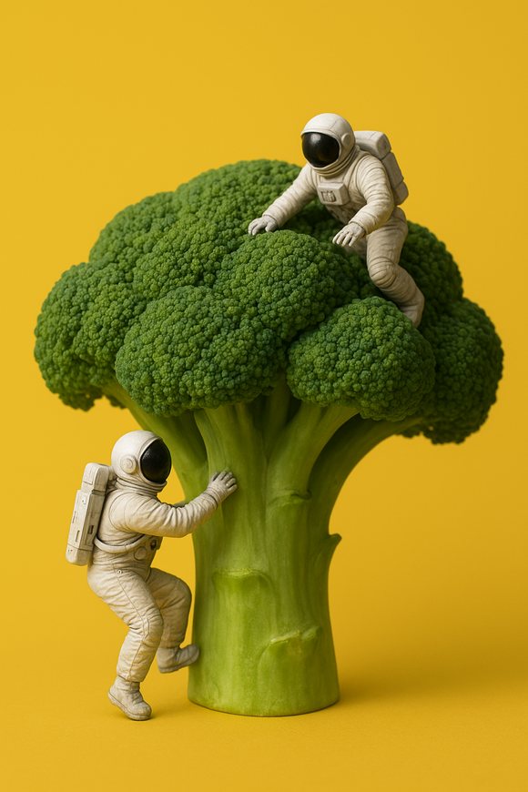 Broccoli wirh 2 astronauts