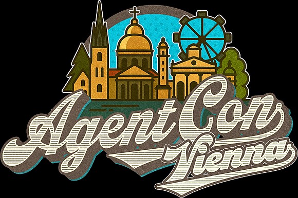 Agent Con Vienna lettering with Vienna skyline
