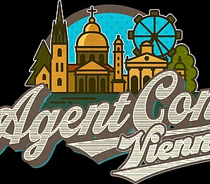 Agent Con Vienna lettering with Vienna skyline
