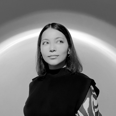 Portrait of a young woman with long dark hair