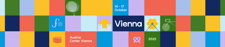 Flyer with information on colorful squares