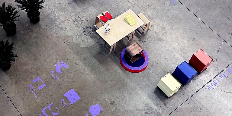 Designblok Prague 2026 Top view of the Design Everyday Connect exhibition at the Home Depot trade fair