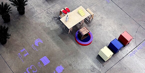Designblok Prague 2026 Top view of the Design Everyday Connect exhibition at the Home Depot trade fair