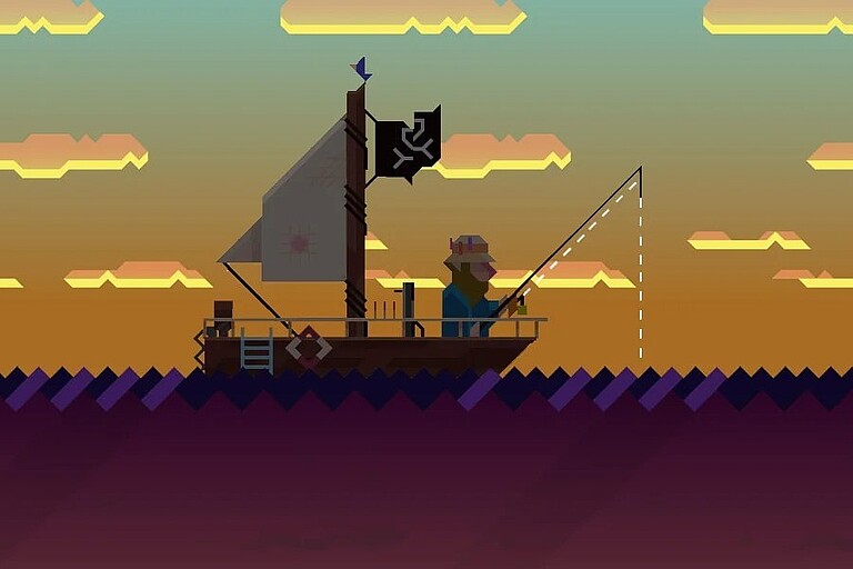 Game Screenshot, Fisher with boat sailing on the sea