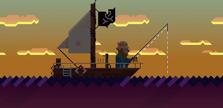 Game Screenshot, Fisher with boat sailing on the sea