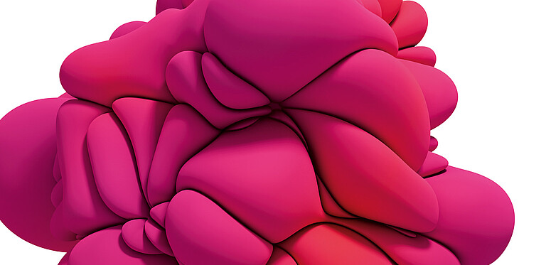 3D graphic pink bubble landscape format