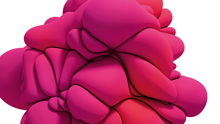 3D graphic pink bubble landscape format