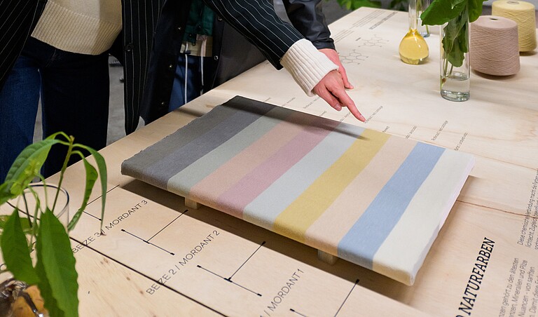 Visible is a knitted piece that showcases the different ‘Viennese Colours