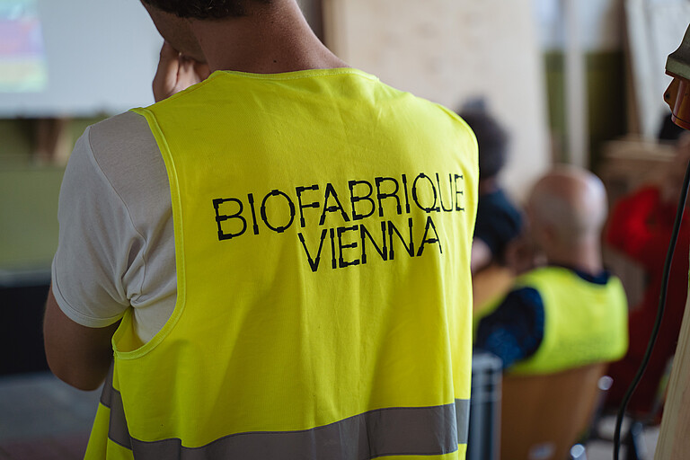 Biofabrique vest visible from the back