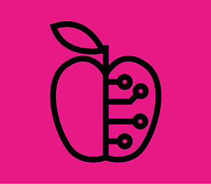 Icon – magenta background with a black apple
