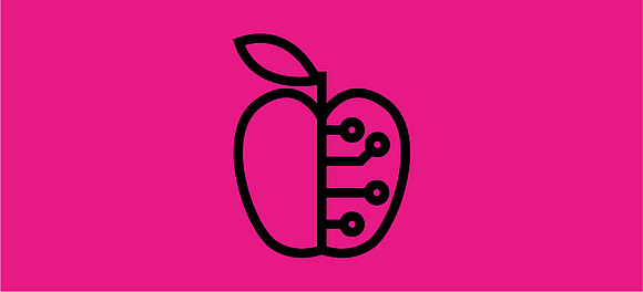 Icon – magenta background with a black apple