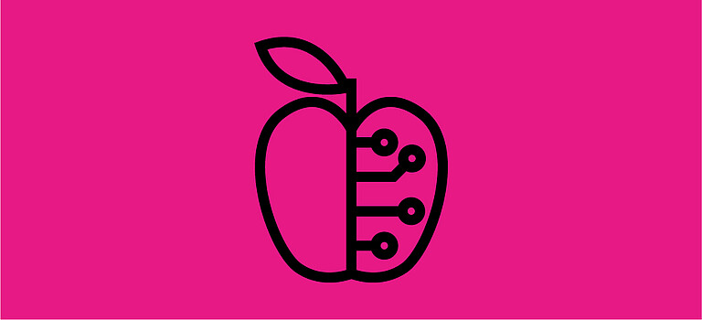 Icon – magenta background with a black apple
