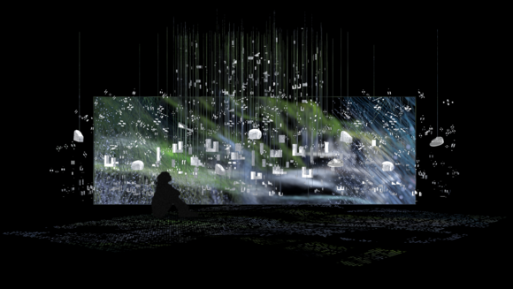 Photo of the interactive installation Merging Visions