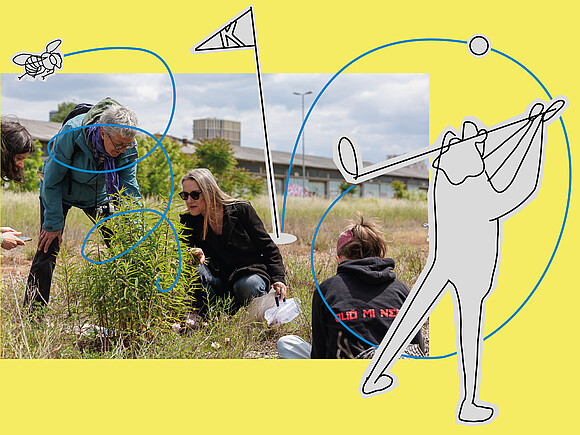 People playing mini golf