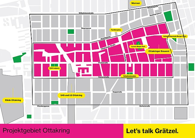 Gebietsplan Ottakring für die Förderung Grätzelinitiative Ottakring