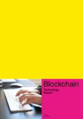 View of the cover of the Technologiereport Blockchain in English.